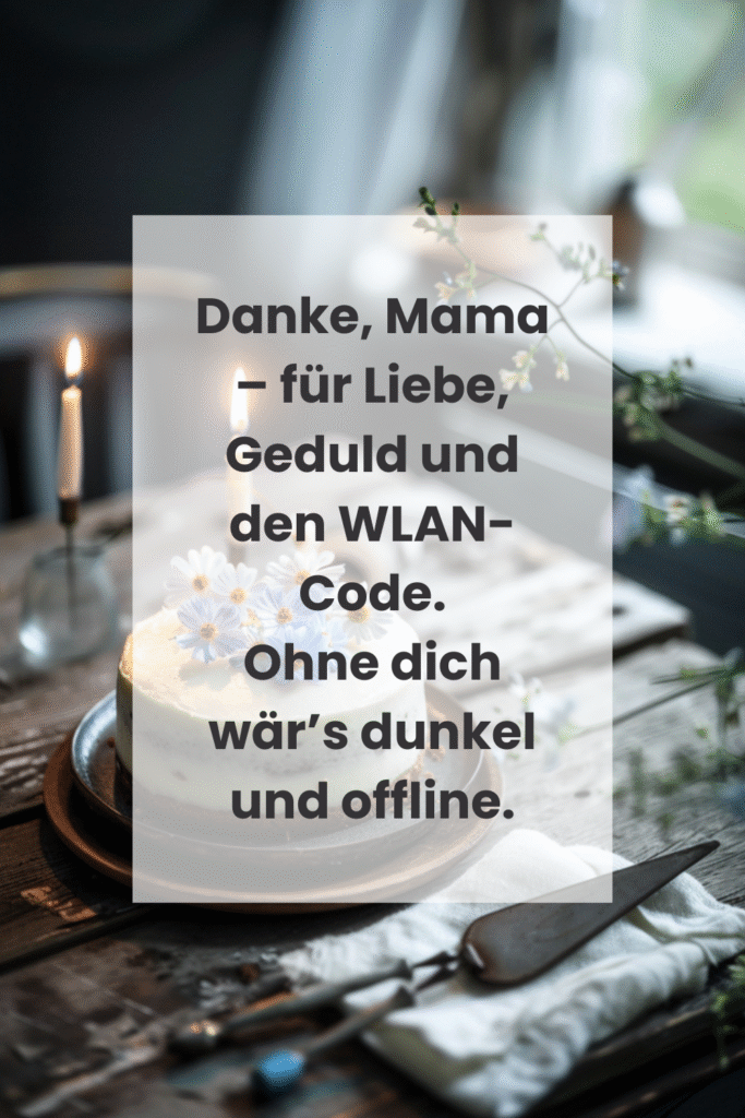 Sprüche zum Muttertag mit Kuchen im Hintergrund